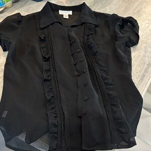 LOFT Black Textured Blouse